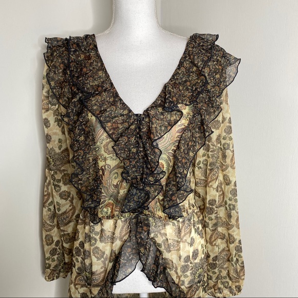 Anthropologie Let Me Be Sheer Femme Maxi Boho Ruffle Hi-Low Tops Size S NWT - Picture 6 of 16